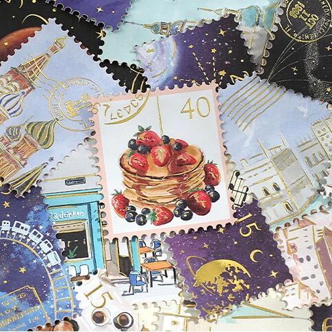 1336ad シール ステッカー 切手風 スタンプ全4種 コラージュ素材