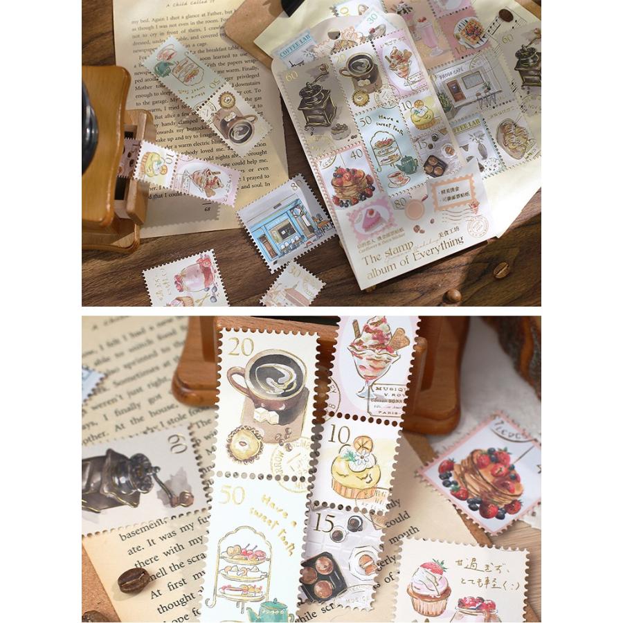 1336ad シール ステッカー 切手風 スタンプ全4種 コラージュ素材