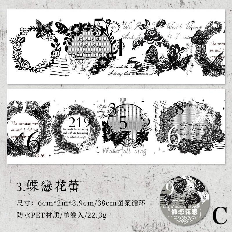 1876af 花 レース マスキングテープ PETテープ 全6種 ボタニカル