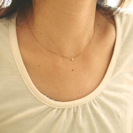 K18一粒ダイヤモンド プチネックレス スクエア : ジュエリー工房