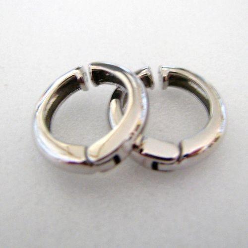 K18WG 中折れ式デザイン 甲丸 イヤリング 大 ピアリング : ジュエリー  