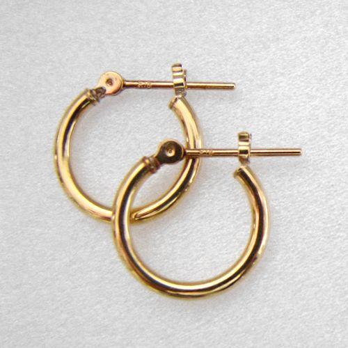 K18YG フープピアス 1.5×13mm パイプタイプ : ジュエリー工房 手作り