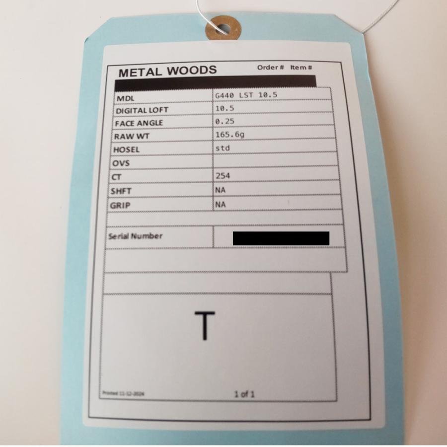 G440 ピン PING LST 10.5度 USツアー支給品ヘッド スペック票付属