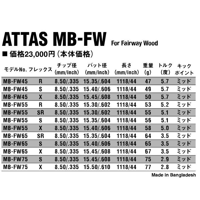 タイトリストFW用OEMスリーブ付シャフト USTマミヤ ATTAS MB FW アッタス MB FW フェアウェイウッド用 日本仕様｜teeolive｜02