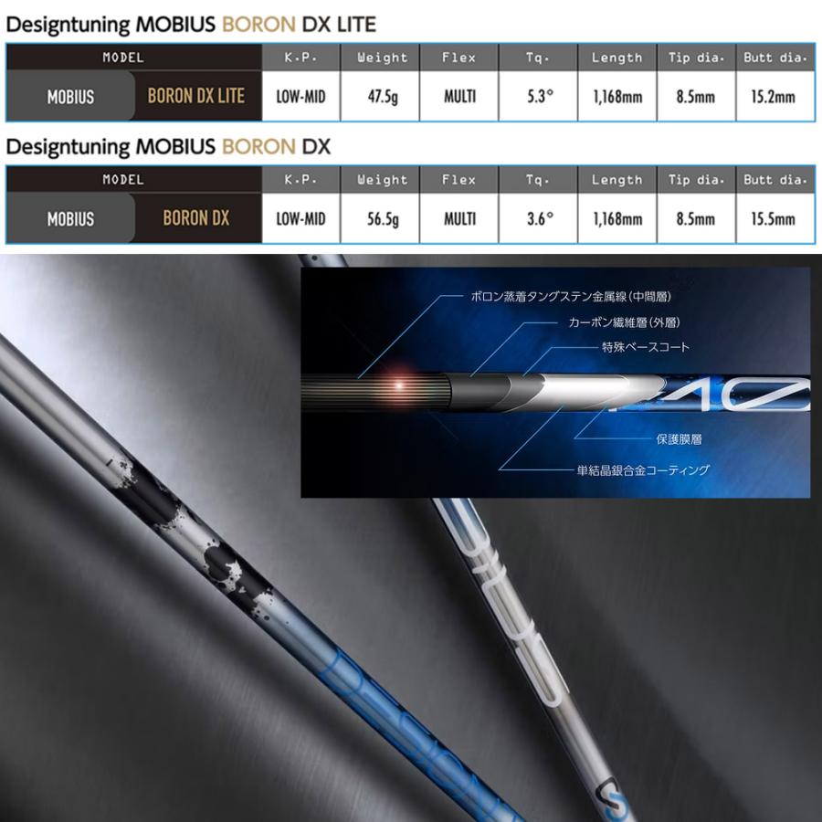 限定500本モデル コブラDSアダプト用互換スリーブ付シャフト DesignTuning デザインチューニング MOBIUS BORON メビウス ボロン_1