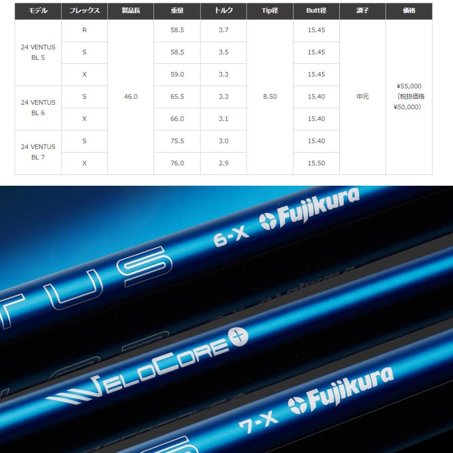 クーポン発行中 テーラーメイド用互換スリーブ付きシャフト フジクラ 24ベンタスブルー 日本仕様 Fujikura 24 VENTUS BLUE_3