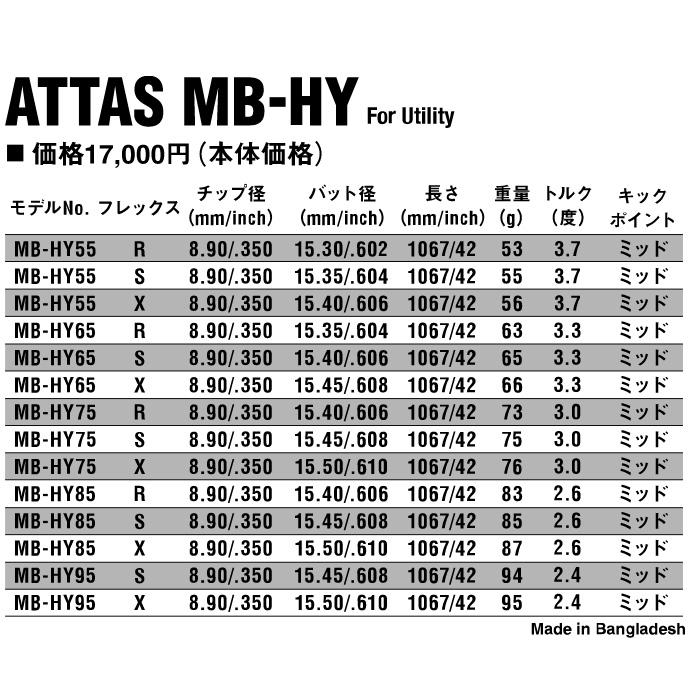 キャロウェイUT用OEMスリーブ付シャフト USTマミヤ ATTAS MB HY アッタス MB HY ユーティリティ用シャフト｜teeolive｜02