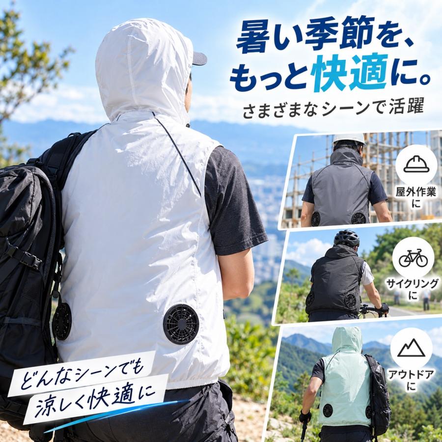 空調作業服 空調ベスト フルセット ワークマン服 ファン付き 3段階強風