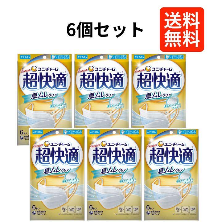 超快適マスク 【6個セット】超快適マスク息ムレクリアタイプふつう6枚