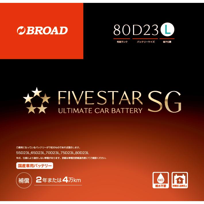 80D23L FIVESTAR SG ファイブスターSG セミシールドメンテナンスフリー 