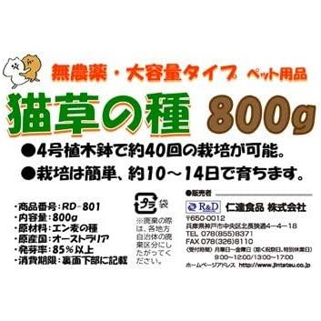 仁達食品 猫草の種 大容量タイプ800g入り 約1．3L（農薬未使用