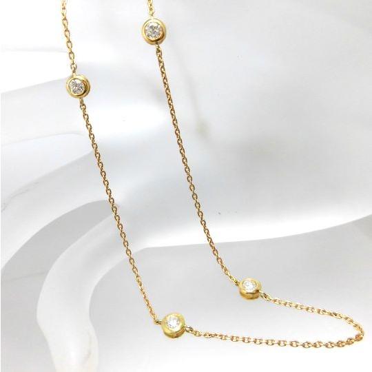 K18 ダイヤモンド ステーション ネックレス 0.9ct イエローゴールド アクセサリー ジュエリー G3195