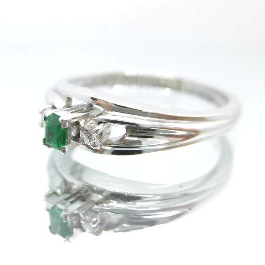 エメラルドリング プラチナ エメラルド 0.08ct ダイヤモンド 0.04ct 指輪 ジュエリー 女性用 プレゼント 贈り物 8 送料無料　40％OFF価格の画像