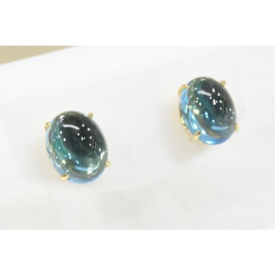 K18YGイエローゴールド　ブルートパーズ　ピアス　大粒2.92ct、3.25ct　 G5060　送料無料の画像
