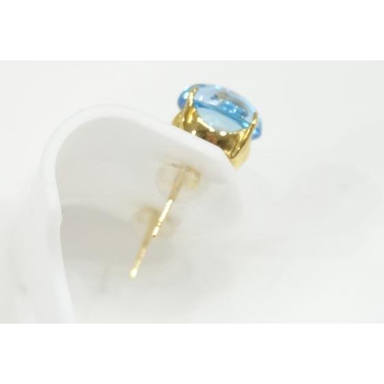 K18YGイエローゴールド　ブルートパーズ　ピアス　大粒2.92ct、3.25ct　 G5060　送料無料の画像