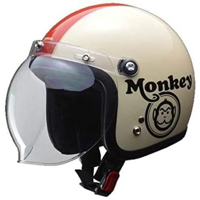 美品: Honda Monkey ヘルメット　 Mサイズ HONDA Monkey ヘルメット アイボリー×レッド Mサイズ(57-58 未満