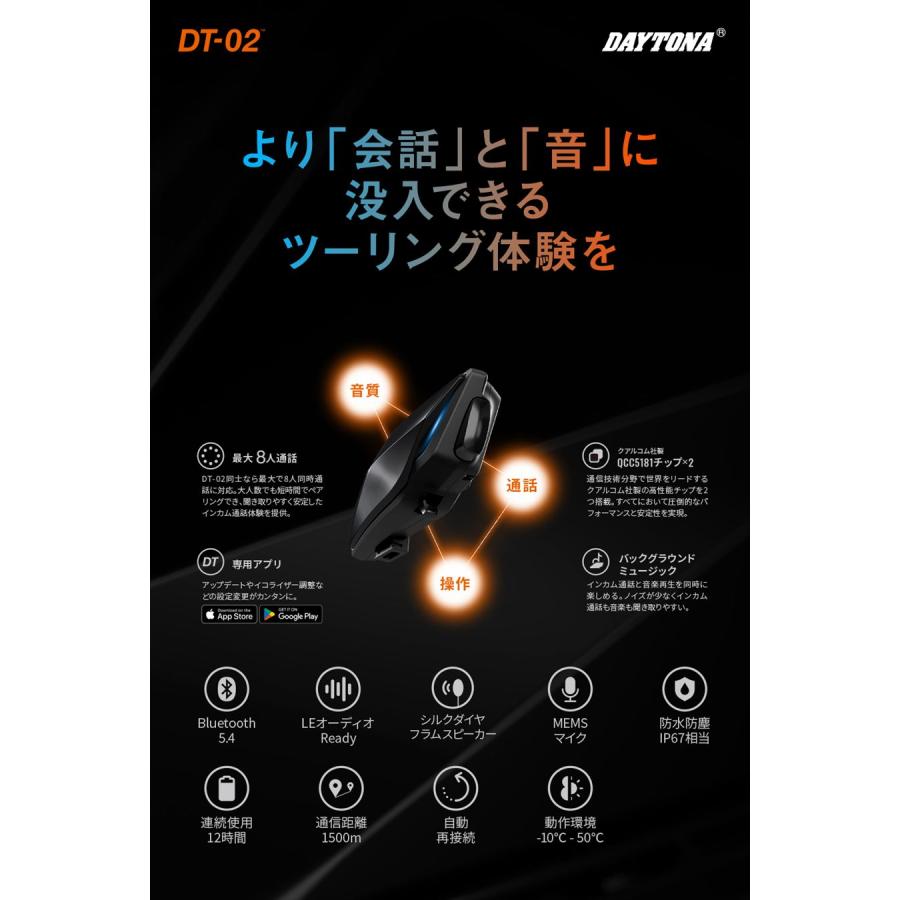 DAYTONA デイトナ   4909449652763  25032 DT-02インカム ブームマイクユニット バイク用 インカム 8人通話 低遅延_2