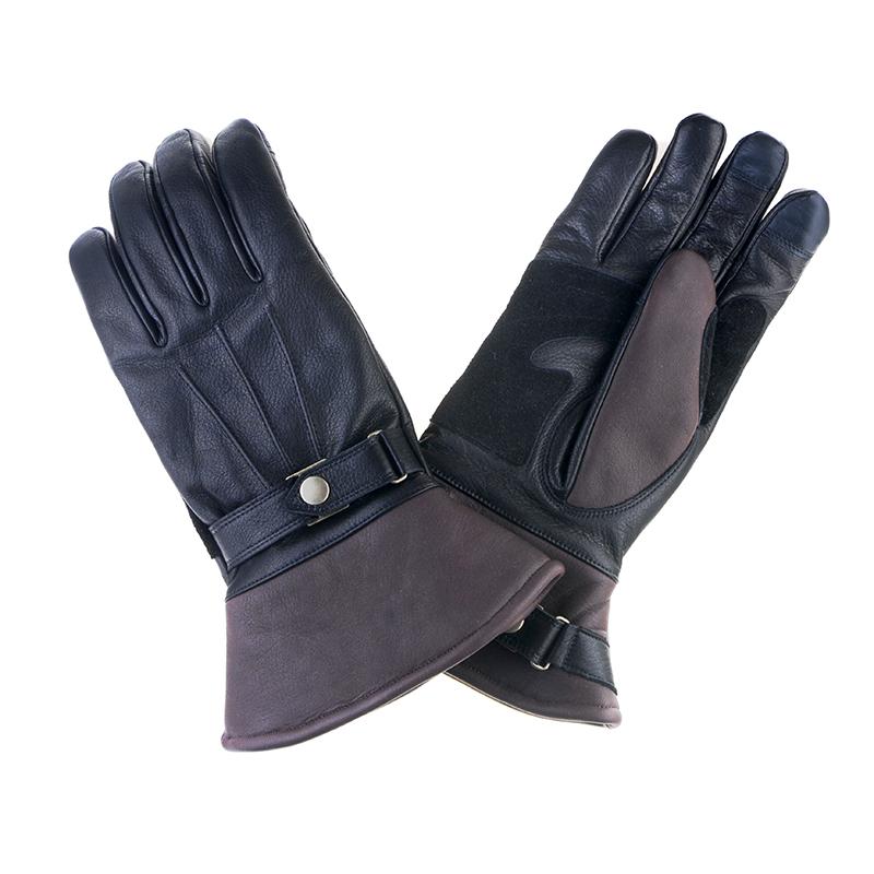 DIN MARKET  4589975581562 レザーグローブ 手袋 バイクGMG Gauntlet SEMI LONG  ブラック/ブラウン Lサ