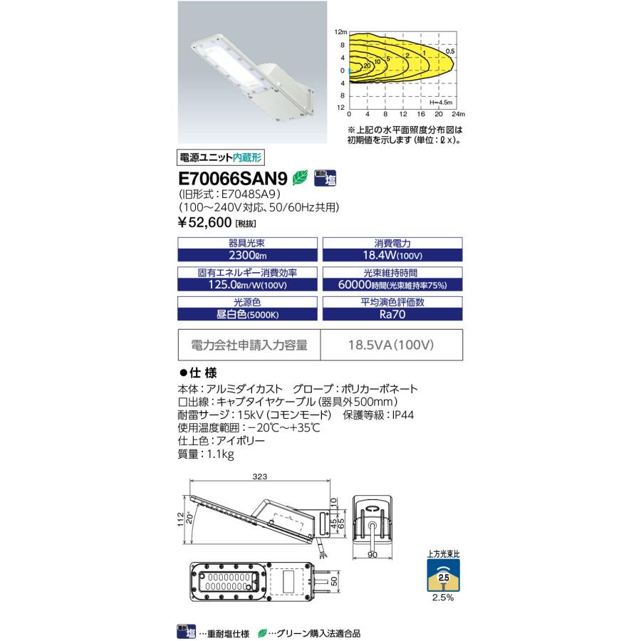 岩崎電気 送料無料 E70066SAN9 LEDioc STREET (レディオック