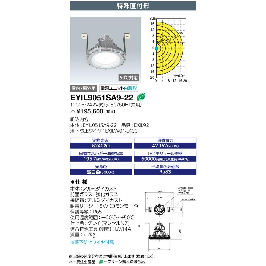 21 専用ページ 岩崎電気 EYIL9051SA9-22 LEDioc EX DIO Z2 水銀灯 400W相当 特殊直付