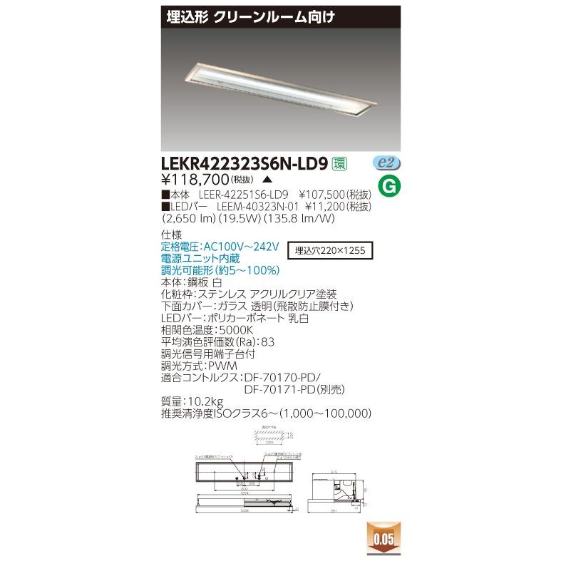 TOSHIBA - 東芝 LEKR422323S6N-LD9 (LEKR422323S6NLD9) ＴＥＮＱＯＯ埋込ＣＲ６ＳＵＳ調光 ＬＥＤ組み合せ手道具 シーリングライト、天井照明-家具、インテリア
