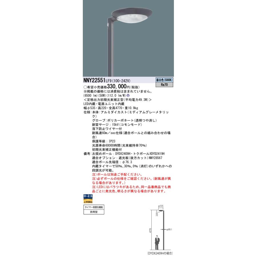 Panasonic（パナソニック） NNY22551LF9 LED街路灯ワイド配光750