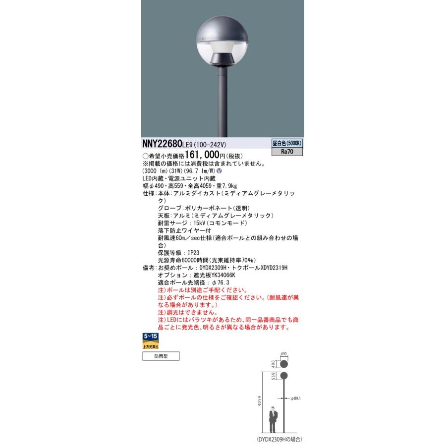 Panasonic パナソニック NNY22680LE9 LED街路灯水銀灯100 Panasonic パナソニック NNY22680LE9 LED街路灯水銀灯100