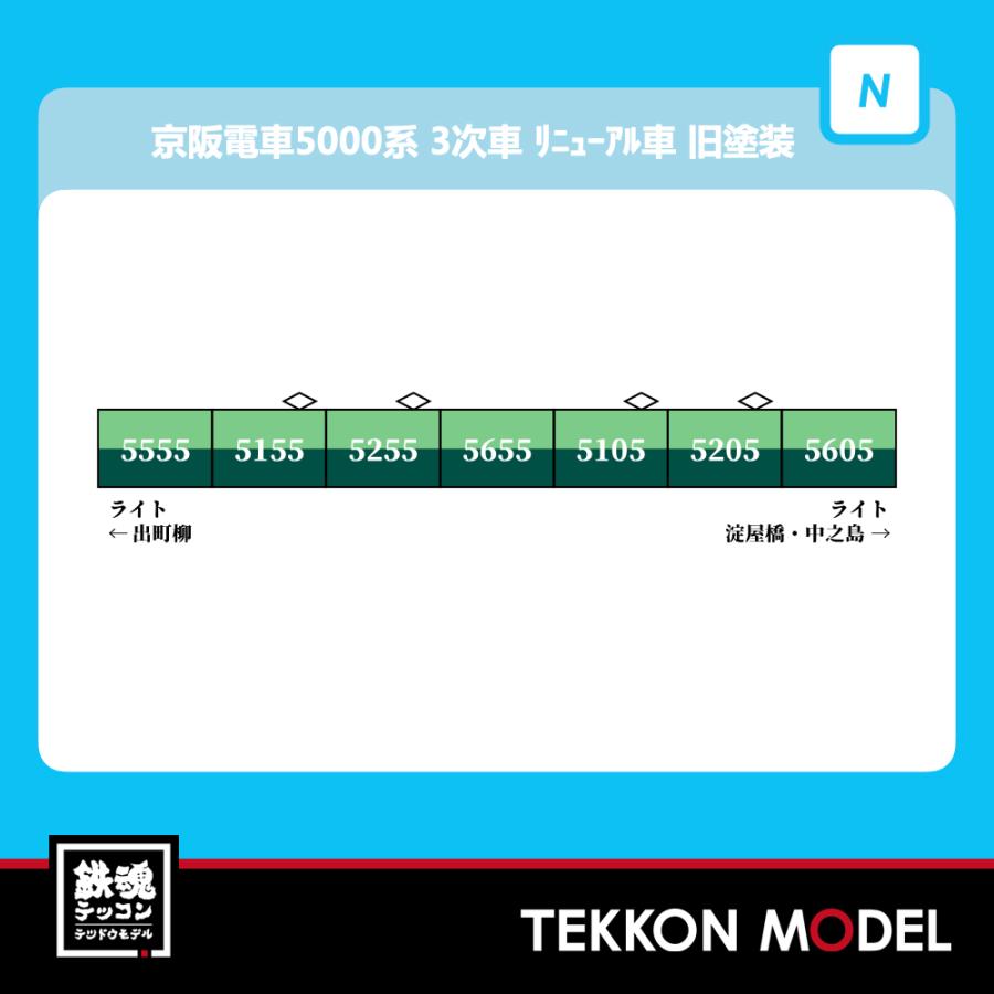 Nゲージ マイクロエース A6874 京阪電車5000系 3次車 リニューアル車 旧塗装 新シンボルマーク付 7両セット 在庫品｜tekkonmodel｜02