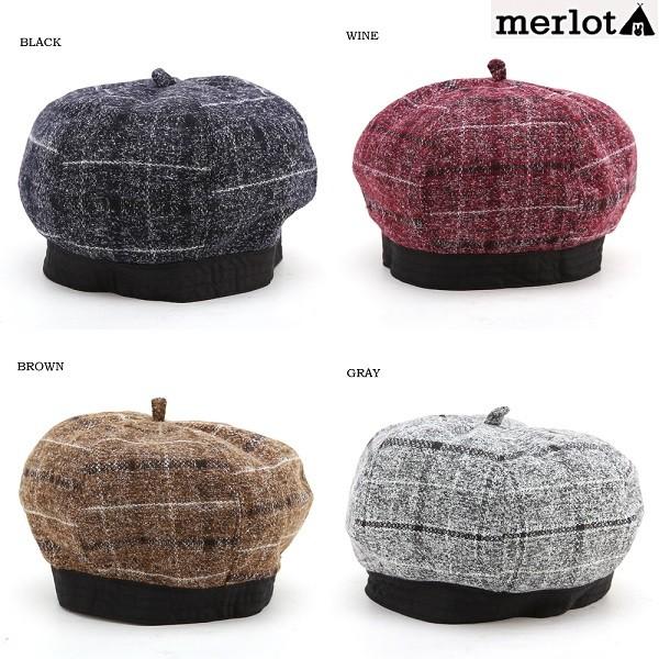 merlot メルロー チェックベレー帽 レディース フリーサイズ ベレー