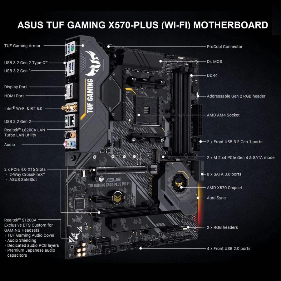 Micro Center AMD Ryzen 7 5800X 8-Core 16-Thread AM4 Unlocked Desktop Processor with ASUS TUF Gaming X570-PLUS (WI-FI) PCIe 4.0 Dual M.2 USB｜tekutekustore｜03