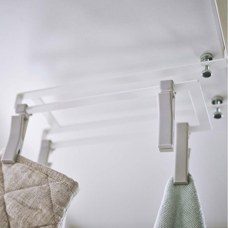 戸棚下回転式クリップ プレート 4連 ホワイト キッチン 台所 吊り下げ 収納 YAMAZAKI (山崎実業) 05485-5R2★ | Plate(山崎実業) | 10