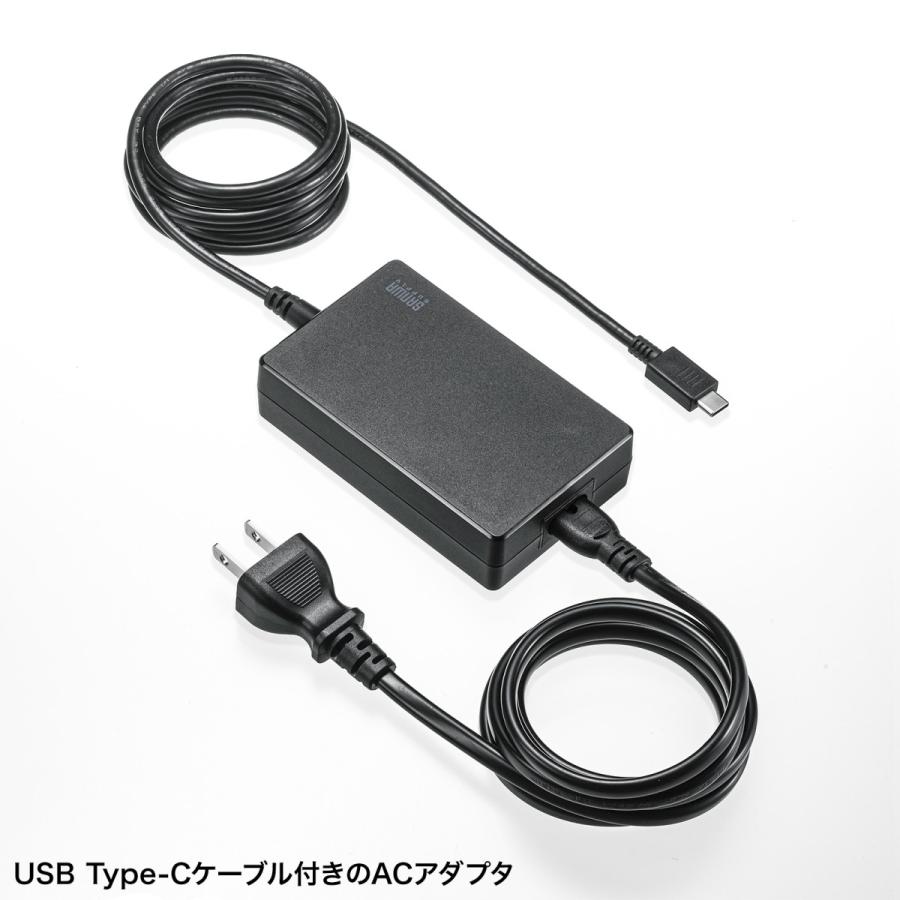USB PD対応AC充電器(PD100W・Type-Cケーブル一体型) SANWA SUPPLY (サンワサプライ) ACA-PD94BK｜telaffy｜02