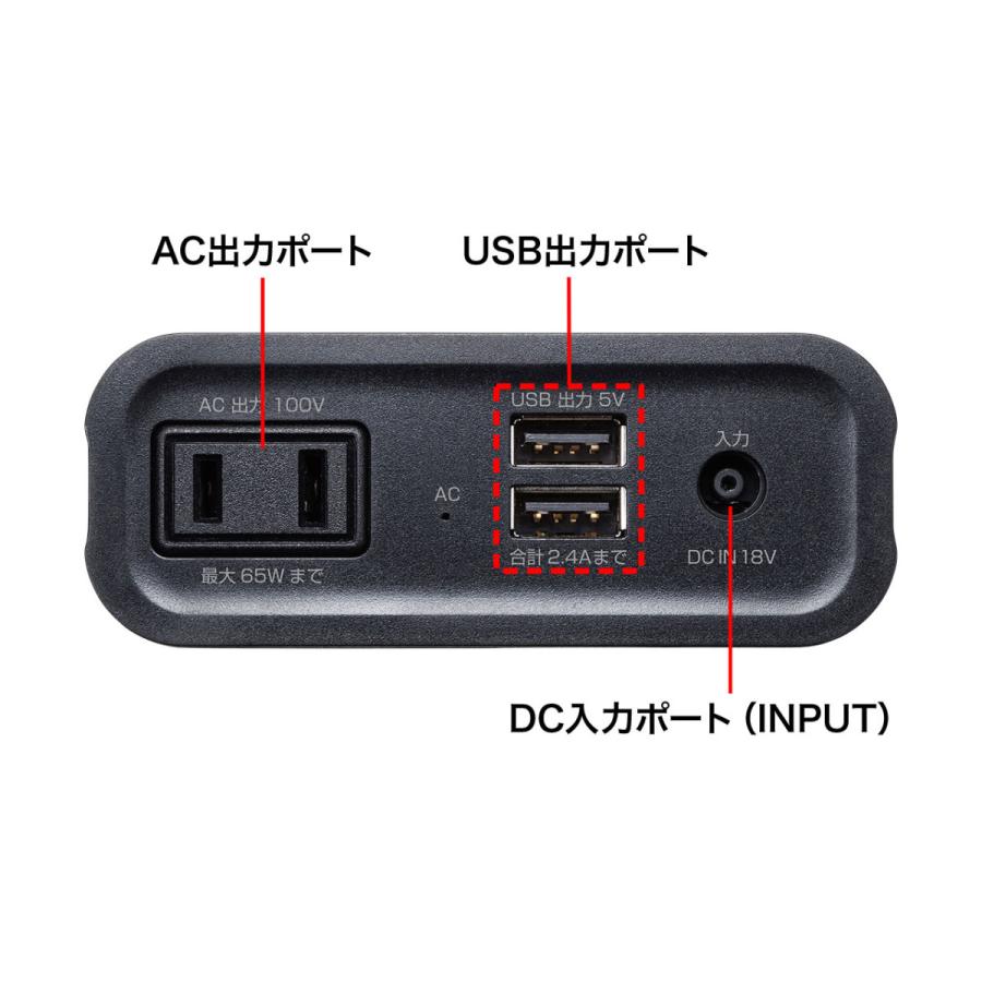 モバイルバッテリー(AC・USB出力対応) SANWA SUPPLY (サンワサプライ) BTL-RDC16｜telaffy｜04
