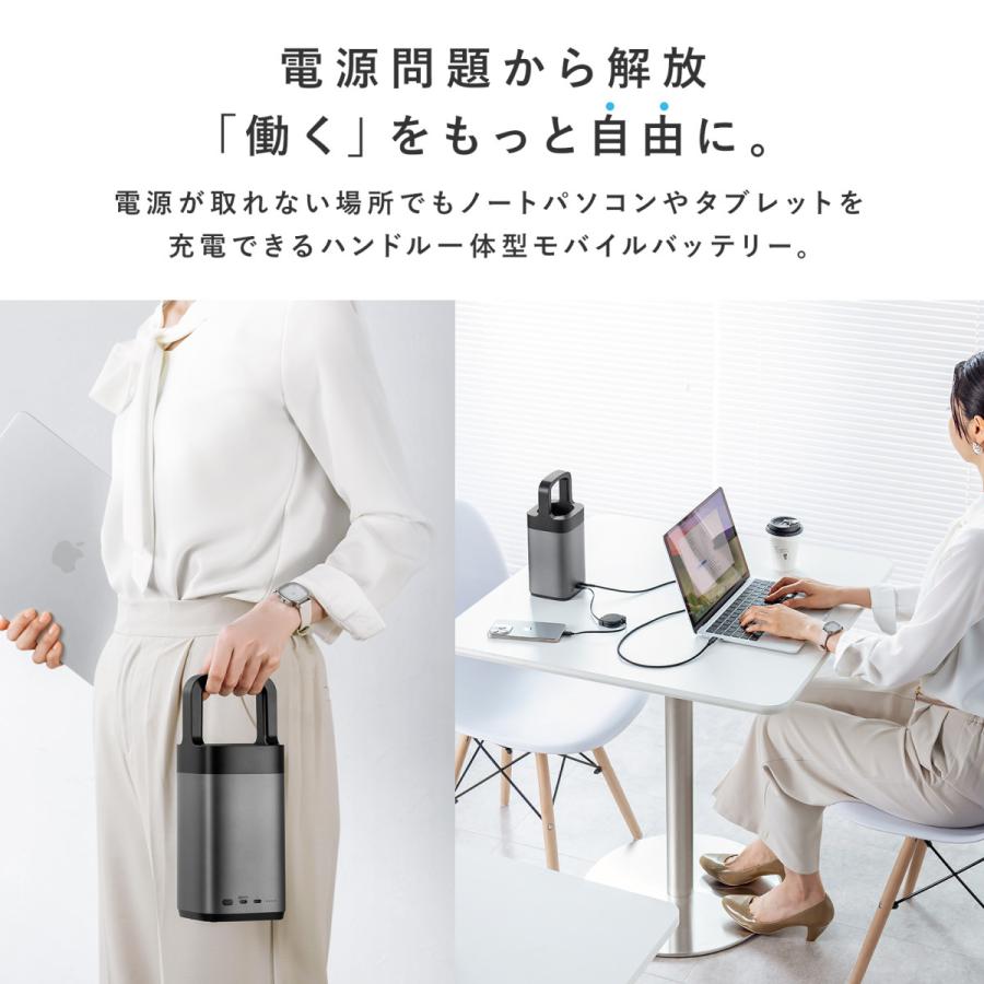 USB PD対応ハンドル一体型モバイルバッテリー(67000mAh) SANWA SUPPLY (サンワサプライ) BTL-RDC36の画像