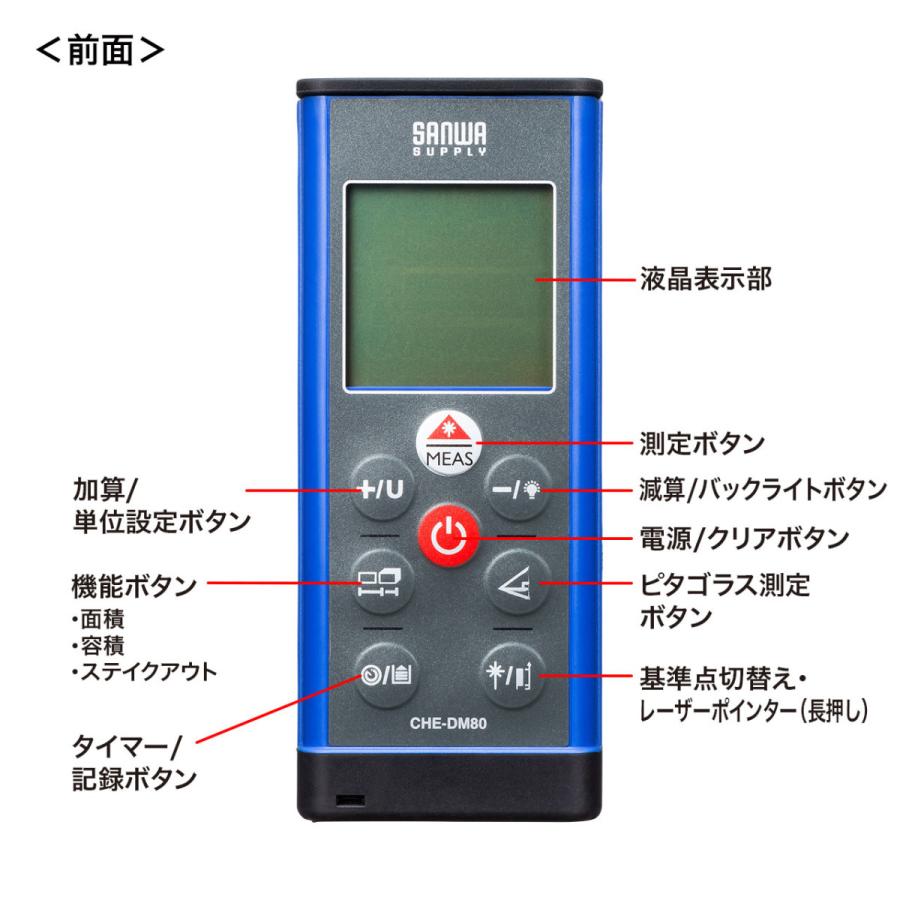 レーザー距離計 SANWA SUPPLY (サンワサプライ) CHE-DM80 | SANWA SUPPLY | 11