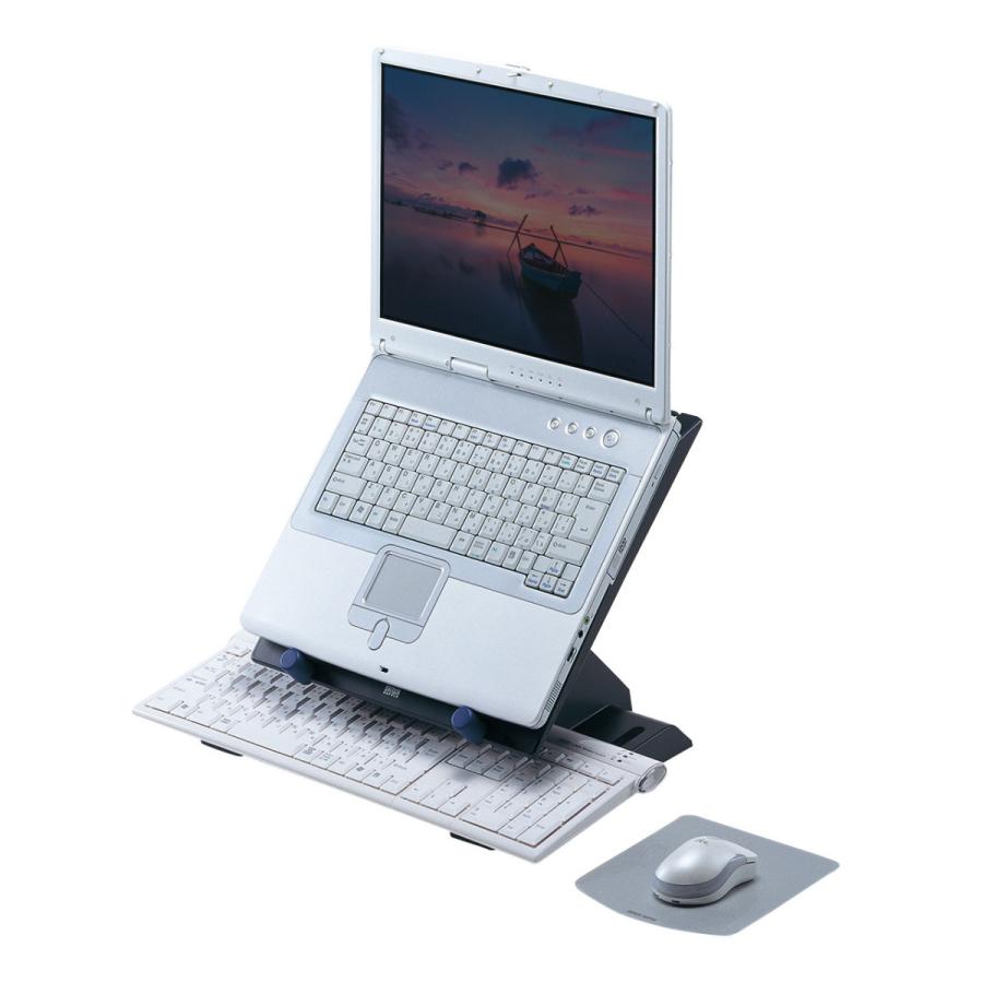 4段階角度調整・キーボード収納スペース付きノートPCスタンド ダークグレー SANWA SUPPLY (サンワサプライ) CR-35 | SANWA SUPPLY | 01