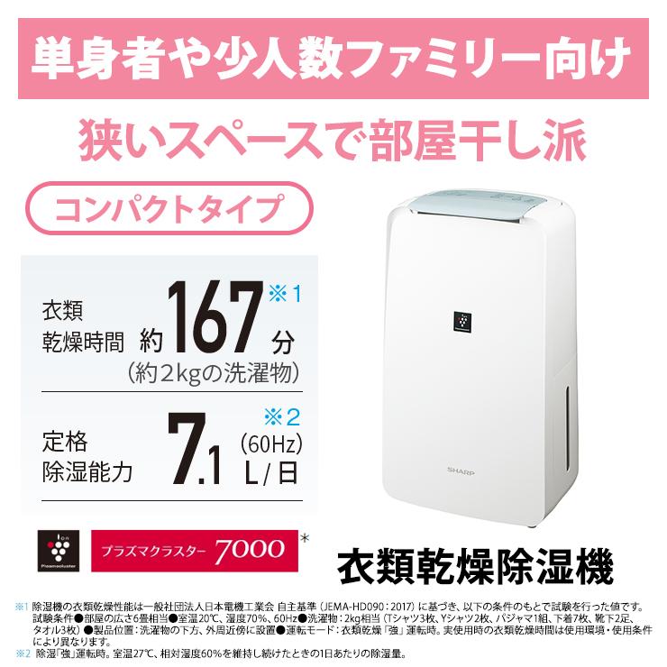 SHARP（シャープ） 衣類乾燥除湿機 コンパクトタイプ プラズマ