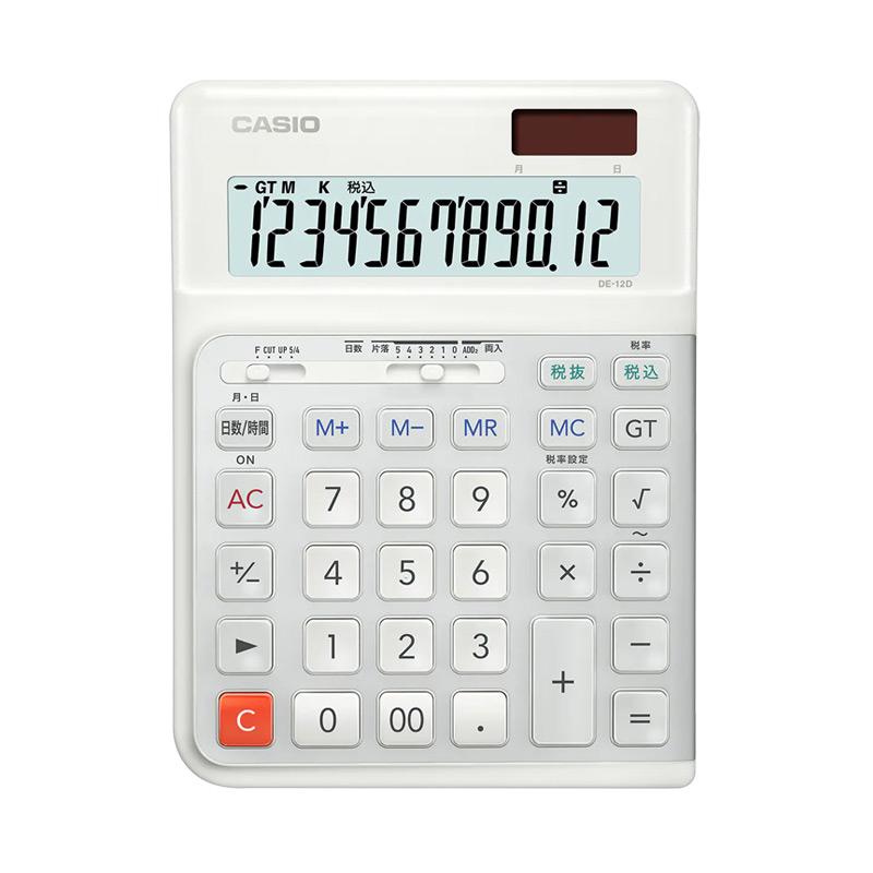 人間工学電卓(右手) デスクタイプ 12桁 ホワイト CASIO (カシオ) DE-12D-WE-N★の画像