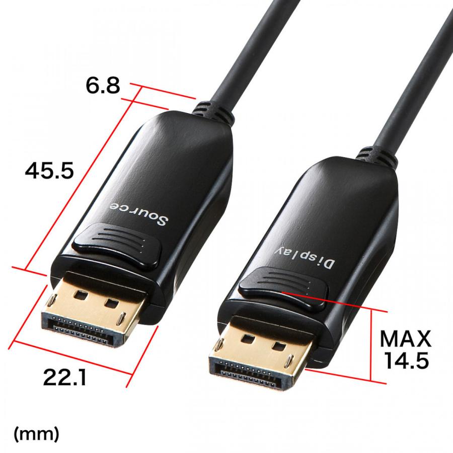 DIsplayPort光ファイバケーブル 15m KC-DPFB150 SANWA SUPPLY（サンワサプライ） 4K/60Hz対応DisplayPort光ファイバ