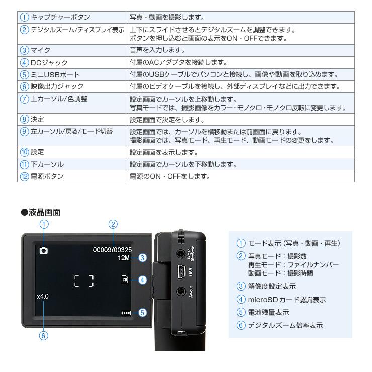 デジタル顕微鏡 光学ズーム最大300倍 SANWA SUPPLY (サンワサプライ) LPE-05BKの画像
