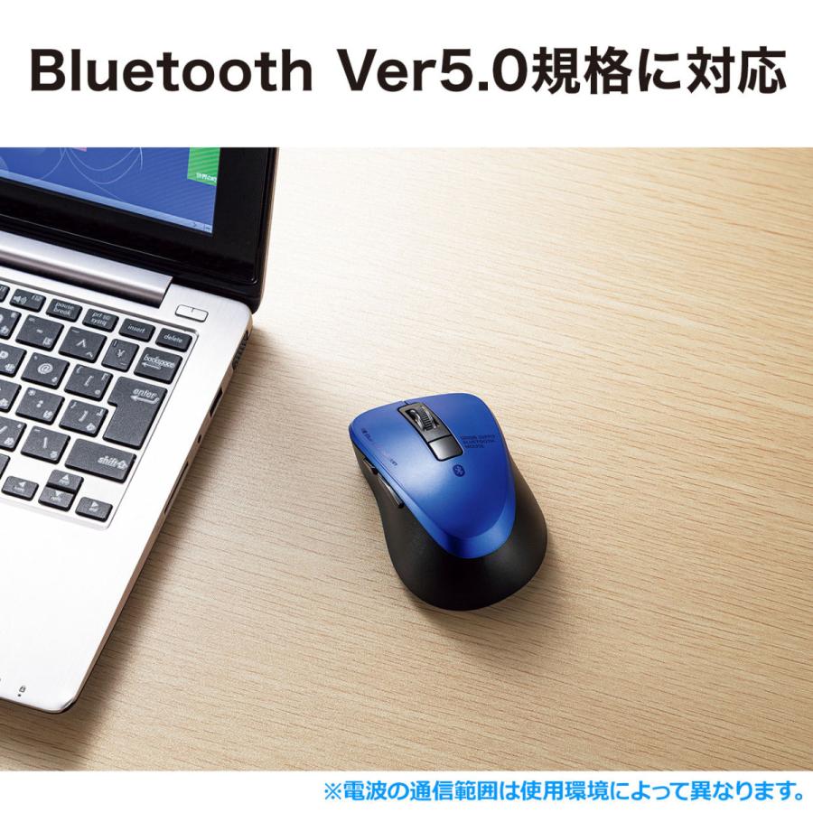 静音Bluetooth 5.0 ブルーLEDマウス(5ボタン・レッド) SANWA SUPPLY (サンワサプライ) MA-BTBL155R｜telaffy｜14