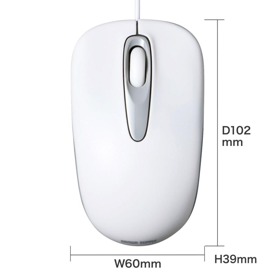 3ボタン有線光学式マウス(ホワイト) SANWA SUPPLY (サンワサプライ) MA-R115W | SANWA SUPPLY | 05