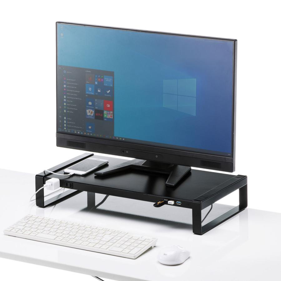 電源タップ+USBハブ付き机上ラック(W500・ブラック) SANWA SUPPLY (サンワサプライ) MR-LC204BKN | SANWA SUPPLY | 02