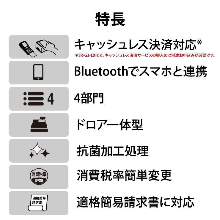 CASIO Bluetoothレジスター 4部門 ホワイト (カシオ) SR-G3-EX CASIO Bluetoothレジスター 4部門 ホワイト (カシオ) SR-G3-EX