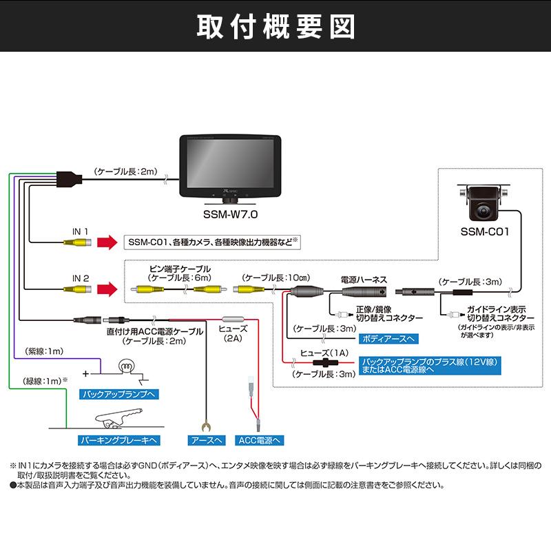 スーパースリムモニター 7インチワイド液晶モニター+カメラのセット品 SSM-W7.0SET DataSystem(データシステム) SSM-W70SET★ | Data System | 06