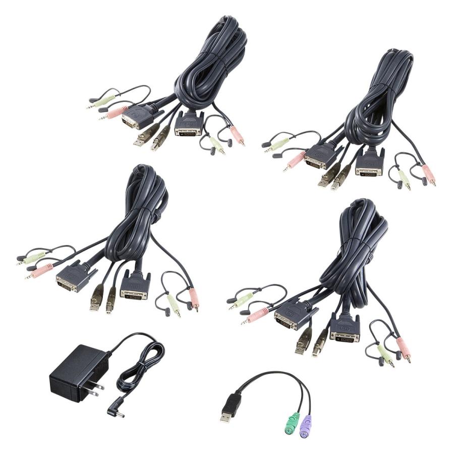 デュアルリンクDVI対応パソコン自動切替器(4:1) SANWA SUPPLY (サンワサプライ) SW-KVM4HDCNの画像