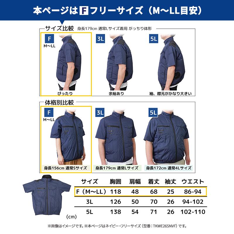 THANKO 冷蔵服2026 半袖 ネイビー フリー 空調作業服 ペルチェプレート