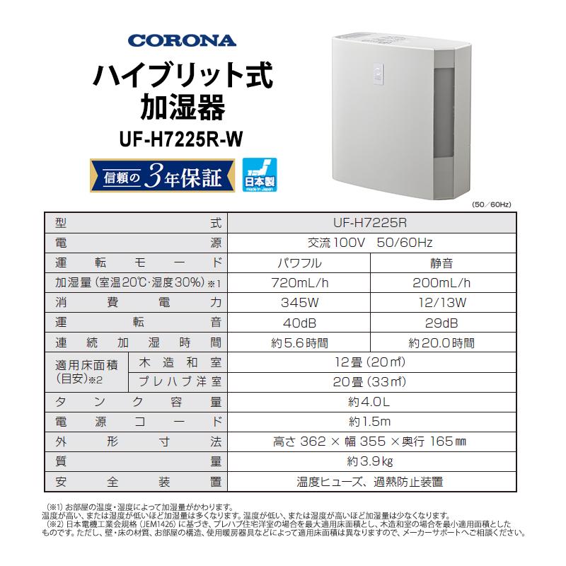 CORONA（コロナ） ハイブリッド式 加湿器 720mlタイプ クリアホワイト