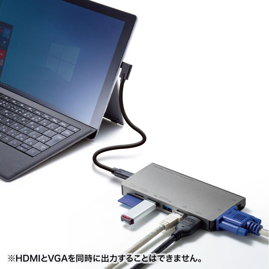 USB Type-C ドッキングハブ(VGA・HDMI・LANポート・カードリーダー搭載) SANWA SUPPLY (サンワサプライ