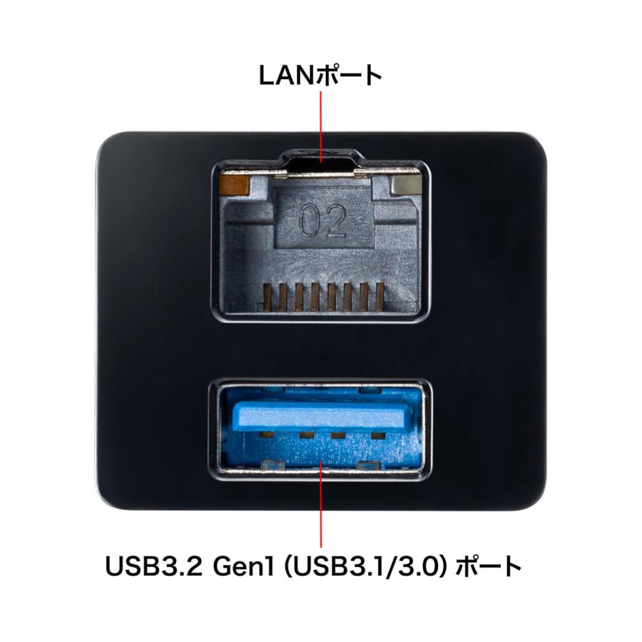 USB Type-Cハブ付き ギガビットLANアダプタ SANWA SUPPLY (サンワサプライ) USB-3TCH33BK｜telaffy｜04